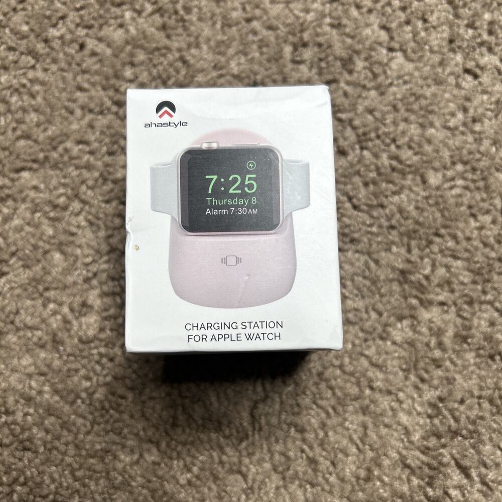 Ahastyle Charging Station For Apple Watch Pink Silicone Stand Charger New